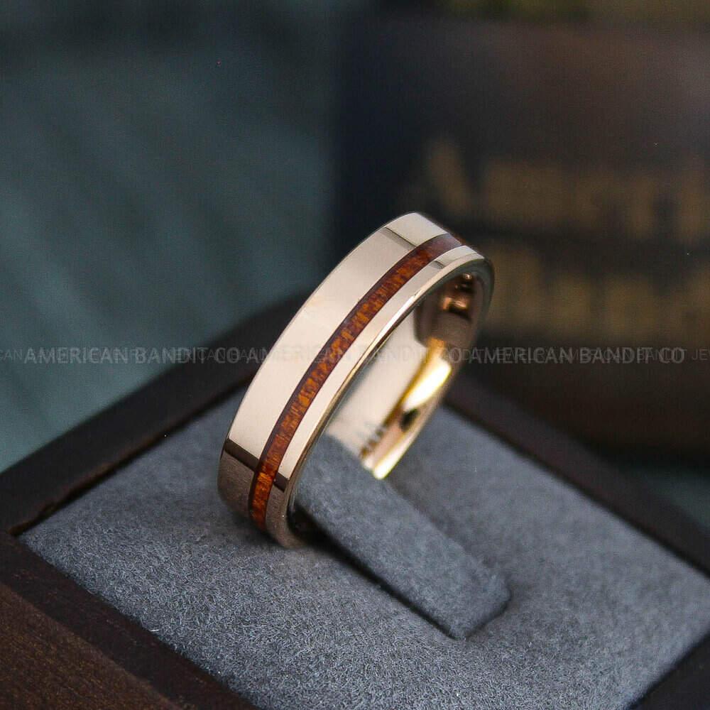 IMG_4290 Wood Ring, Wood Wedding Ring, Wood Wedding Band, Rose Gold Wedding Ring, Rose Gold Wedding Band - Image 1