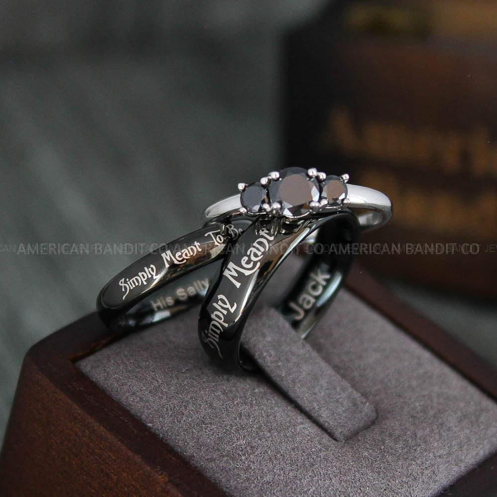 IMG_4299 Simply Meant To Be Rings, Black Wedding Bands, Black Wedding Rings, Couple Rings, Couple Jewelry, His and Her Rings, Matching Rings Couple Wedding Ring Couple Jewelry - Image 1