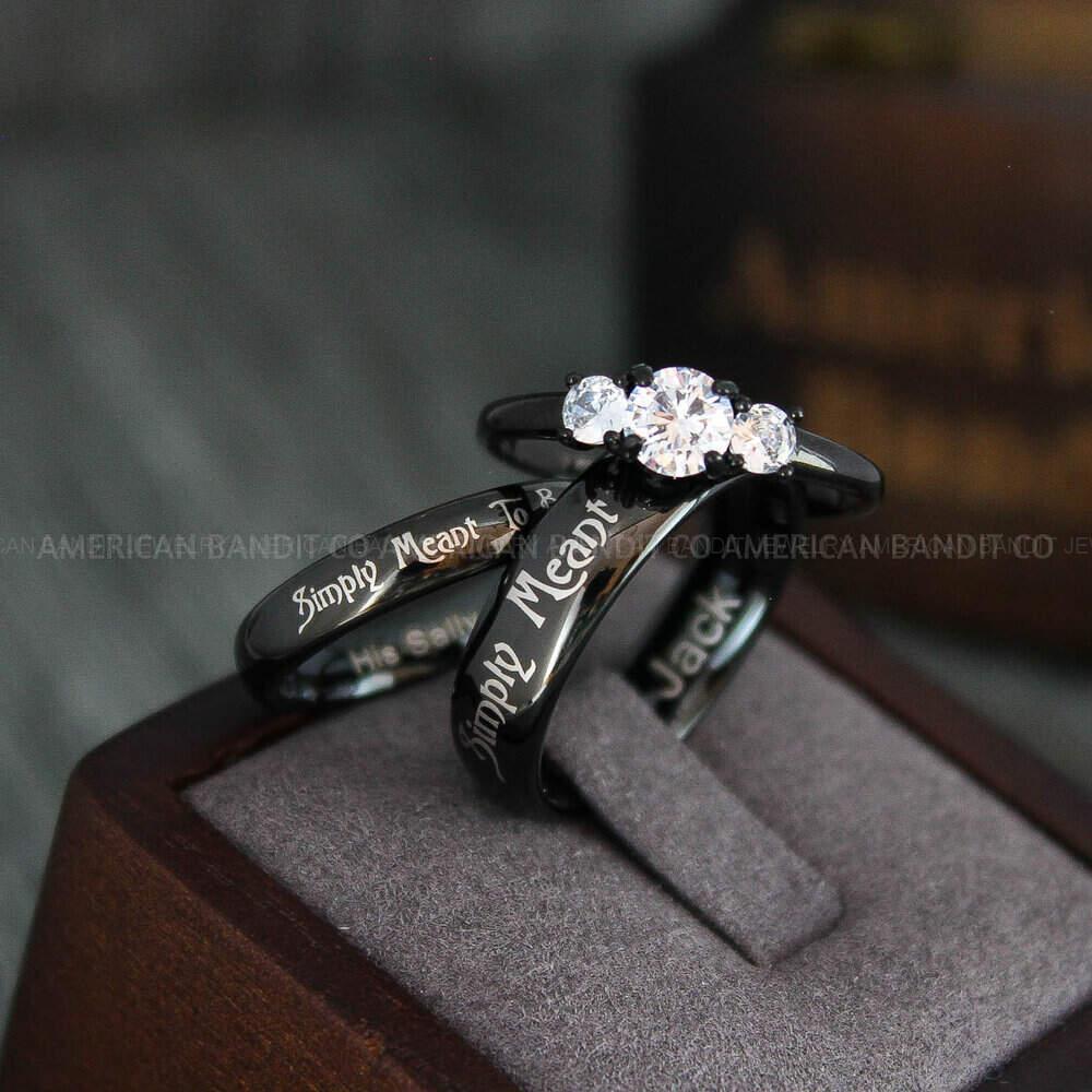 IMG_4300 Simply Meant To Be Rings, Black Wedding Bands, Black Wedding Rings, Couple Rings, Couple Jewelry, His and Her Rings, Matching Rings Couple Wedding Ring Couple Jewelry - Image 1