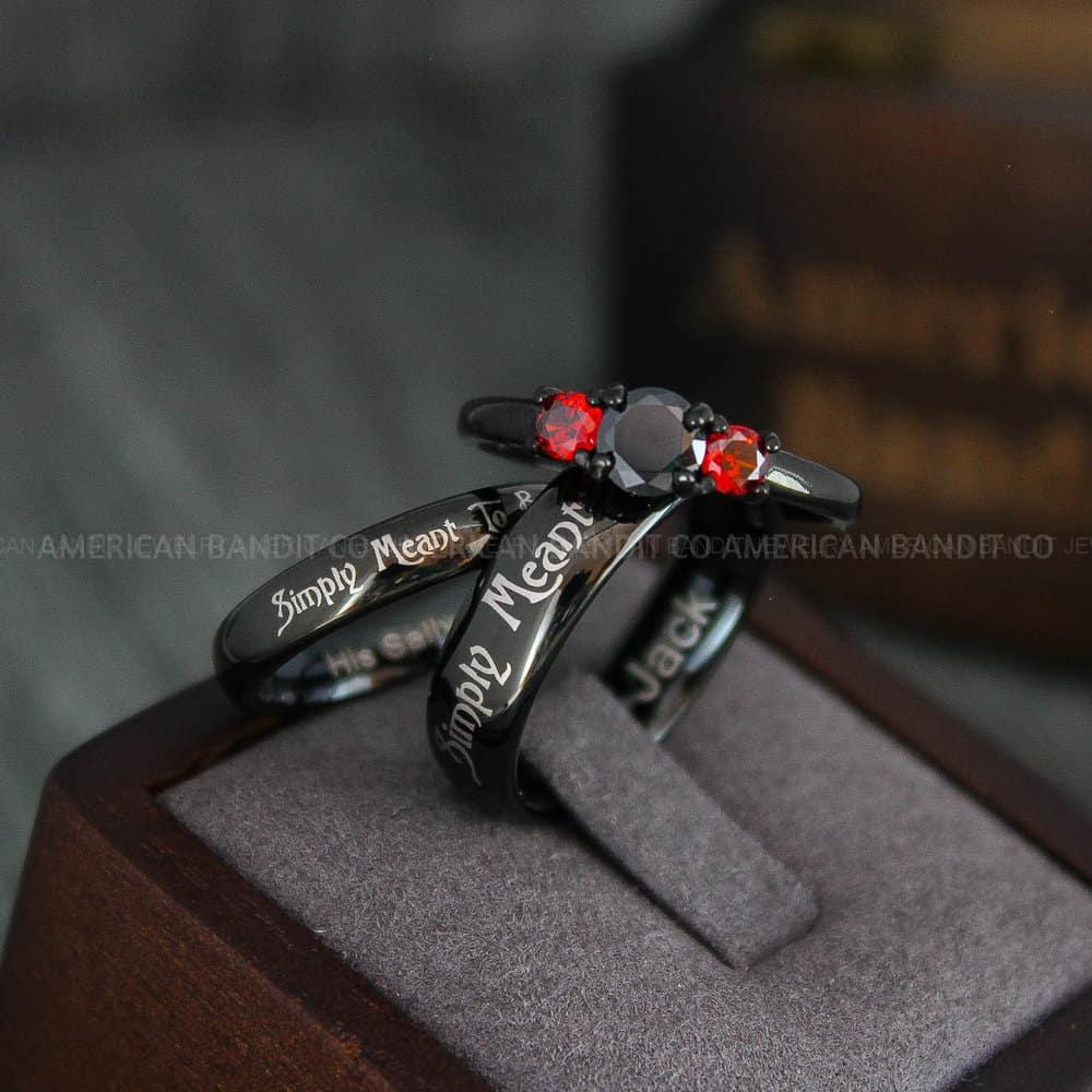 IMG_4301 Simply Meant To Be Rings, Black Wedding Bands, Black Wedding Rings, Couple Rings, Couple Jewelry, His and Her Rings, Matching Rings Couple Wedding Ring Couple Jewelry - Image 1