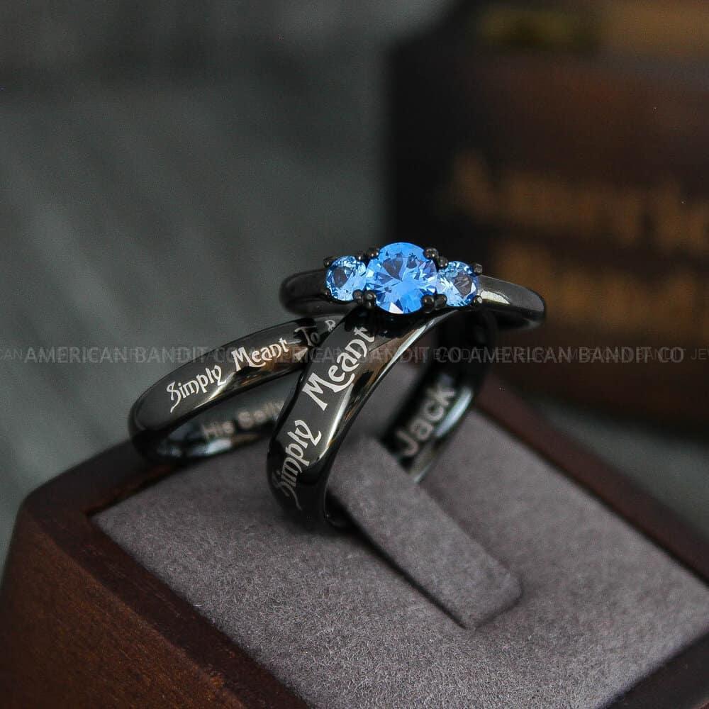 IMG_4302 Simply Meant To Be Rings, Black Wedding Bands, Black Wedding Rings, Couple Rings, Couple Jewelry, His and Her Rings, Matching Rings Couple Wedding Ring Couple Jewelry - Image 1