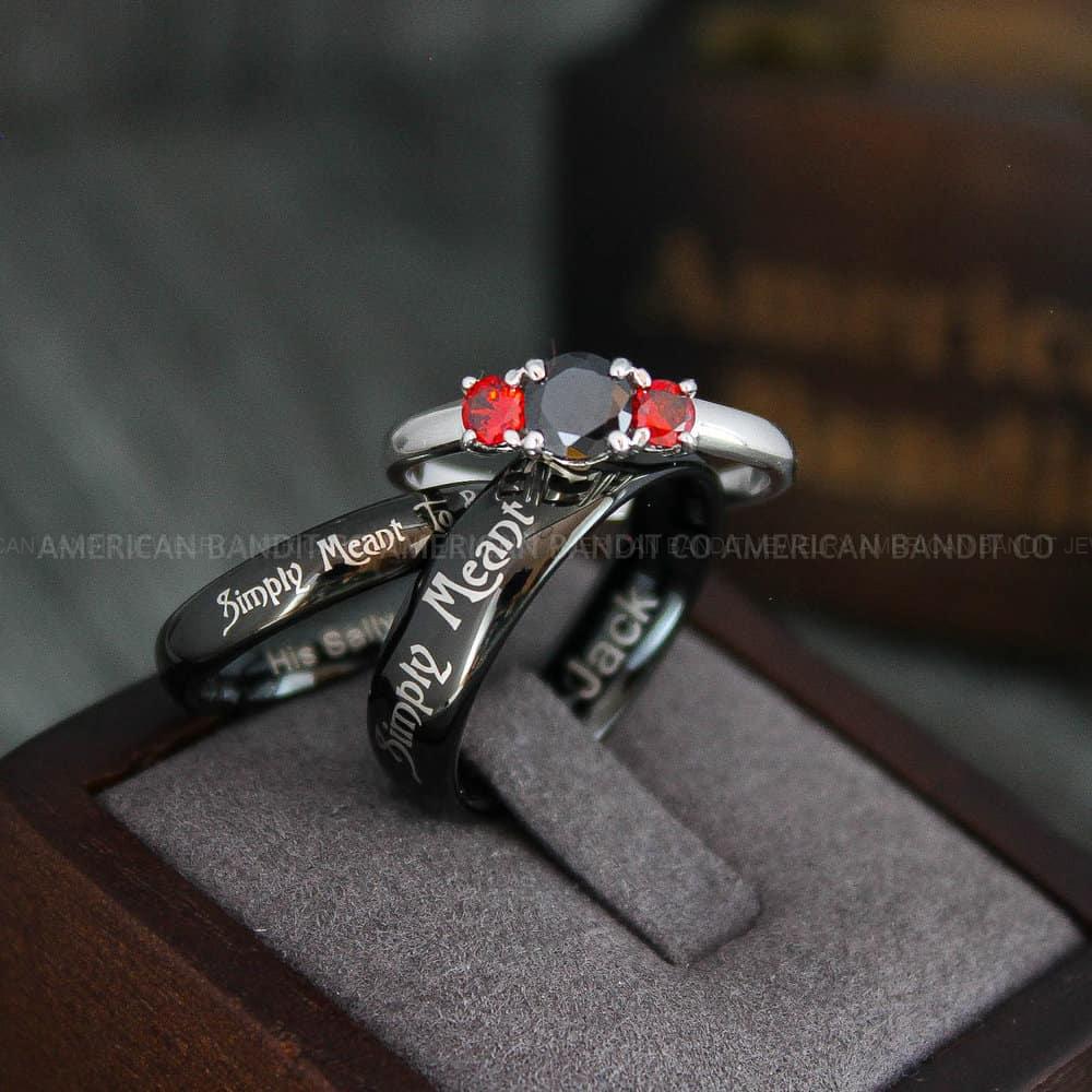 IMG_4304 Simply Meant To Be Rings, Black Wedding Bands, Black Wedding Rings, Couple Rings, Couple Jewelry, His and Her Rings, Matching Rings Couple Wedding Ring Couple Jewelry - Image 1