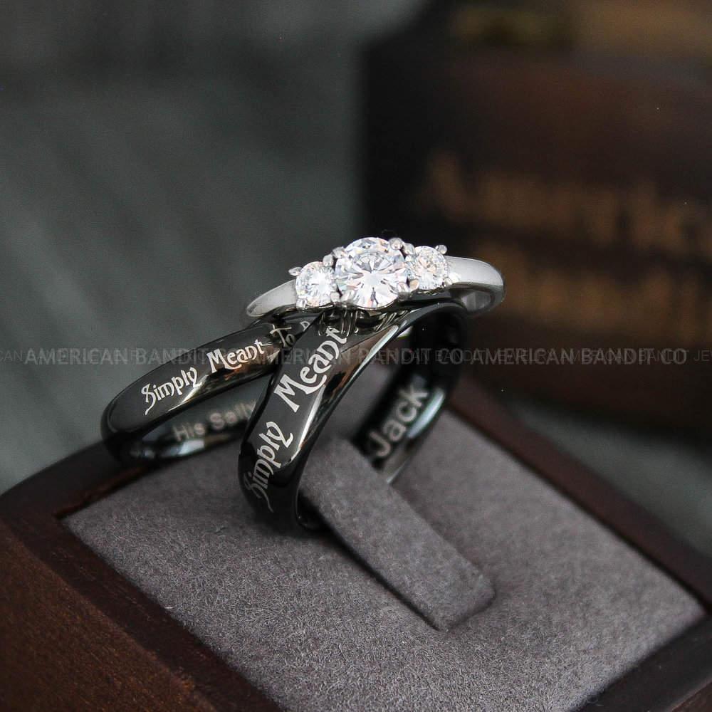 IMG_4306 Simply Meant To Be Rings, Black Wedding Bands, Black Wedding Rings, Couple Rings, Couple Jewelry, His and Her Rings, Matching Rings Couple Wedding Ring Couple Jewelry - Image 1
