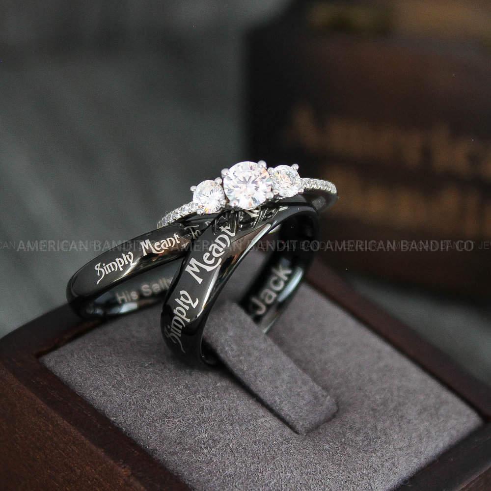 IMG_4307 Simply Meant To Be Rings, Black Wedding Bands, Black Wedding Rings, Couple Rings, Couple Jewelry, His and Her Rings, Matching Rings Couple Wedding Ring Couple Jewelry - Image 1