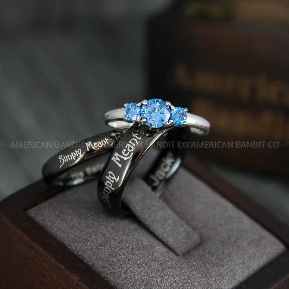 IMG_4308 Simply Meant To Be Rings, Black Wedding Bands, Black Wedding Rings, Couple Rings, Couple Jewelry, His and Her Rings, Matching Rings Couple Wedding Ring Couple Jewelry - Image 1