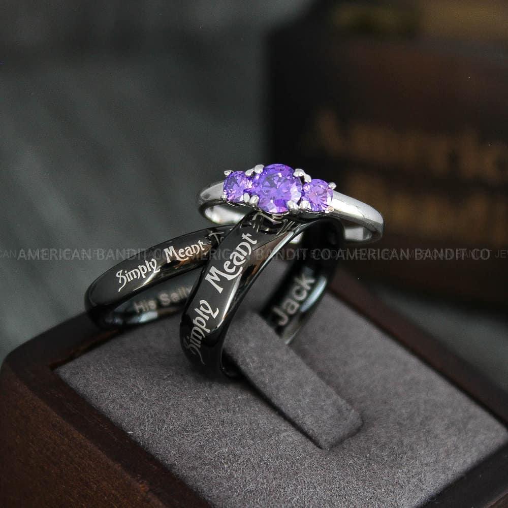 IMG_4310 Simply Meant To Be Rings, Black Wedding Bands, Black Wedding Rings, Couple Rings, Couple Jewelry, His and Her Rings, Matching Rings Couple Wedding Ring Couple Jewelry - Image 1