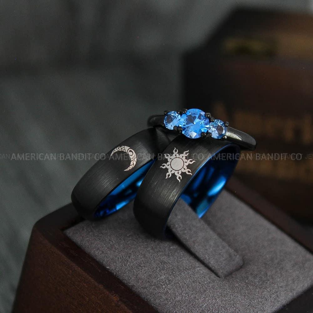IMG_4312 Sun and Moon Rings, Sun and Moon Wedding Rings, Sun and Moon Wedding Bands, Sun and Moon Jewelry, Couple Rings, Matching Couple Rings - Image 1