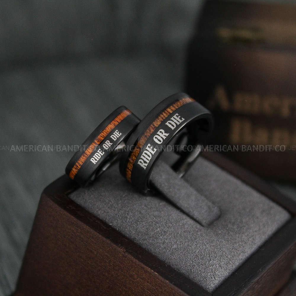 IMG_4321 Ride or Die Rings, Ride or Die, Ride or Die Wedding Rings, Ride or Die Wedding Bands, Black Wedding Rings, Black Wedding Bands, Biker Rings - Image 1