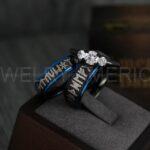 Til Valhalla Rings, Viking Rings, Runes Rings, Vegvísir Ring, Couple Nordic Rings, Norsemen Rings, Nordic Runes Rings, Black Tungsten Bands