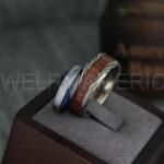 Damascus Steel Rings, Couple Rings, Wood Rings, Damascus Steel Wedding Rings, Damascus Steel Wedding Bands, Black Wedding Rings, Black Damascus Steel Wedding Rings