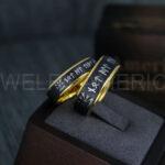Til Valhalla Rings, Viking Rings, Runes Rings, Vegvísir Ring, Couple Nordic Rings, Norsemen Rings, Nordic Runes Rings, Black Tungsten Bands - Image 3