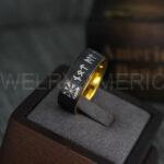 Til Valhalla Ring, Viking Ring, Runes Ring, Vegvísir Ring, Vikings Nordic Ring, Norsemen Ring, Nordic Runes Ring, Black Tungsten Band