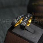Til Valhalla Ring, Viking Ring, Runes Ring, Vegvísir Ring, Vikings Nordic Ring, Norsemen Ring, Nordic Runes Ring, Black Tungsten Band - Image 2