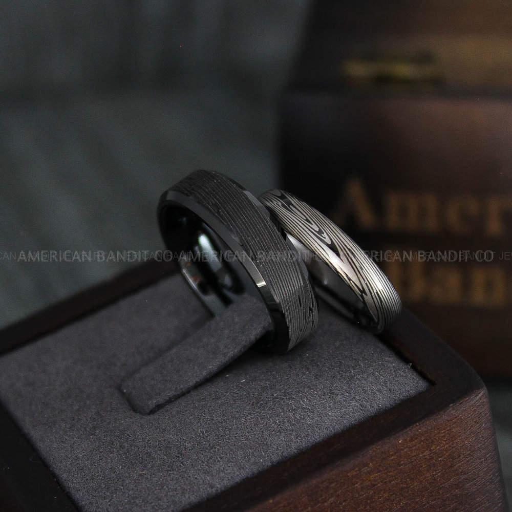IMG_4426 Damascus Steel Rings, Damascus Steel Wedding Rings, Damascus Steel Wedding Bands, Couple Wedding Rings, Black Damascus Steel Wedding Ring - Image 1