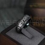 Til Valhalla Rings, Viking Rings, Runes Rings, Vegvísir Ring, Couple Nordic Rings, Norsemen Rings, Nordic Runes Rings, Black Tungsten Bands - Image 3