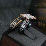 Til Valhalla Rings, Viking Rings, Runes Rings, Vegvísir Ring, Couple Nordic Rings, Norsemen Rings, Nordic Runes Rings, Black Tungsten Bands