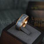 Damascus Steel Ring, Damascus Steel Wedding Ring, Damascus Steel Wedding Band, Blue Wedding Ring, Blue Damascus Steel Wedding Ring