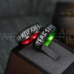 Til Valhalla Rings, Viking Rings, Runes Rings, Vegvísir Ring, Couple Nordic Rings, Norsemen Rings, Nordic Runes Rings, Black Tungsten Bands