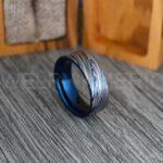 Damascus Steel Rings, Damascus Steel Wedding Rings, Damascus Steel Wedding Bands, Blue Wedding Ring, Blue Damascus Steel Wedding Ring - Image 5