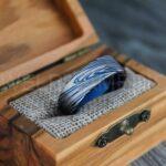 Damascus Steel Rings, Damascus Steel Wedding Rings, Damascus Steel Wedding Bands, Blue Wedding Ring, Blue Damascus Steel Wedding Ring - Image 3
