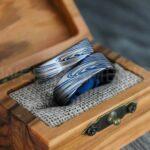 Damascus Steel Rings, Damascus Steel Wedding Rings, Damascus Steel Wedding Bands, Blue Wedding Ring, Blue Damascus Steel Wedding Ring - Image 2