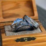 Damascus Steel Rings, Damascus Steel Wedding Rings, Damascus Steel Wedding Bands, Blue Wedding Ring, Blue Damascus Steel Wedding Ring