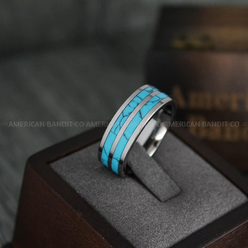 IMG_4510 Turquoise Ring, Turquoise Wedding Ring, Turquoise Wedding Band, Turquoise Jewelry, Silver Wedding Band - Image 1