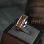 Whiskey Barrel Wood Ring, Wood Ring, Whiskey Barrel Wood Wedding Ring, Whiskey Barrel Wood Wedding Band, Silver Wedding Ring