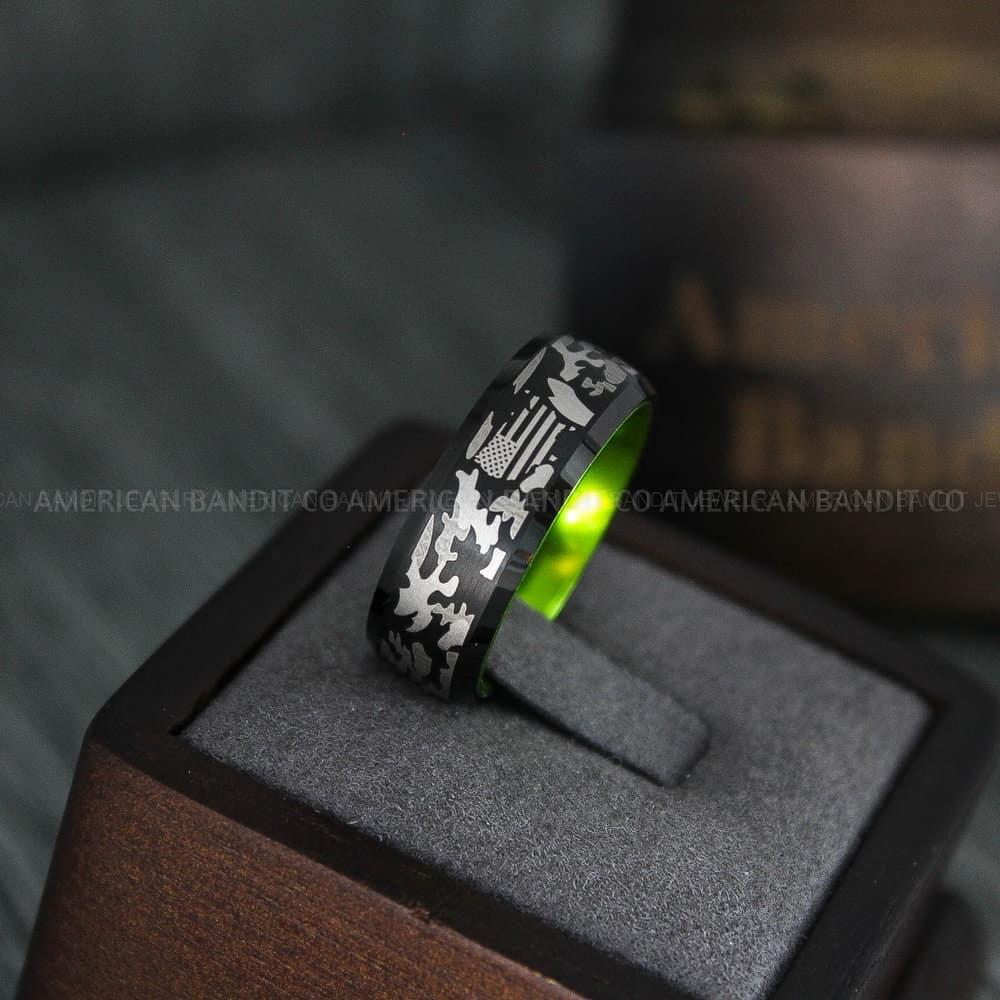 IMG_4521 American Flag Ring, Camo Ring, Army Ring, Military Ring, Military Jewelry, Army Couple, Army Wife, Army Husband, Military Wife, Couple Ring - Image 1