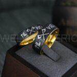 Til Valhalla Rings, Viking Rings, Runes Rings, Vegvísir Ring, Couple Nordic Rings, Norsemen Rings, Nordic Runes Rings, Black Tungsten Bands - Image 4