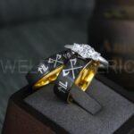 Til Valhalla Rings, Viking Rings, Runes Rings, Vegvísir Ring, Couple Nordic Rings, Norsemen Rings, Nordic Runes Rings, Black Tungsten Bands