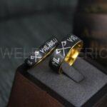 Til Valhalla Rings, Viking Rings, Runes Rings, Vegvísir Ring, Couple Nordic Rings, Norsemen Rings, Nordic Runes Rings, Black Tungsten Bands - Image 3