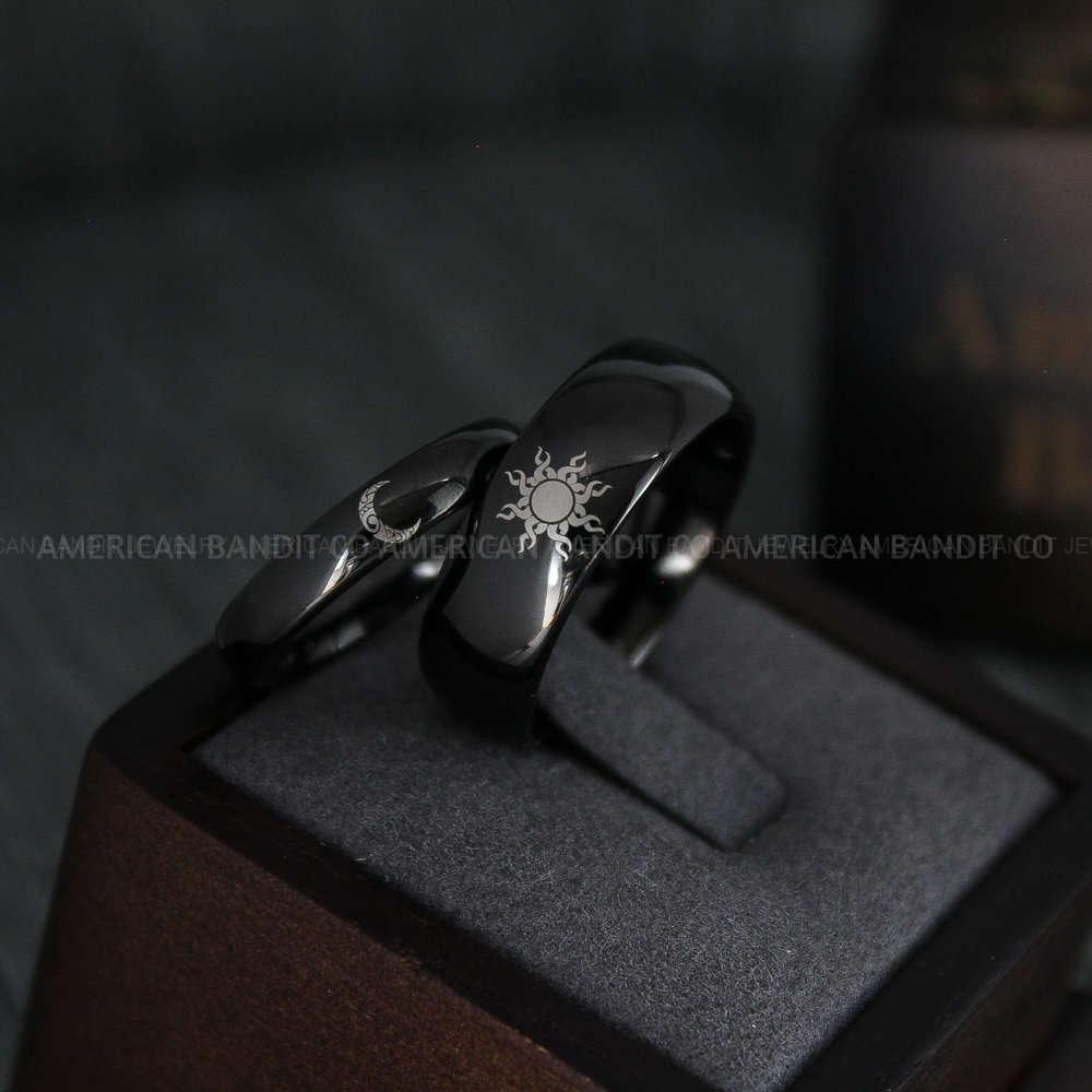 IMG_4532 Sun and Moon Rings, Sun and Moon Wedding Rings, Sun and Moon Wedding Bands, Sun and Moon Jewelry, Couple Rings, Matching Couple Rings - Image 1