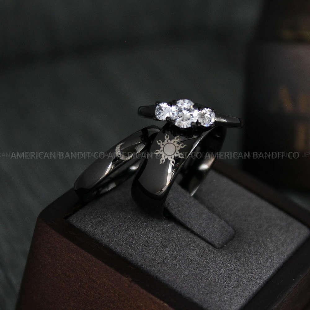 IMG_4533 Sun and Moon Rings, Sun and Moon Wedding Rings, Sun and Moon Wedding Bands, Sun and Moon Jewelry, Couple Rings, Matching Couple Rings - Image 1