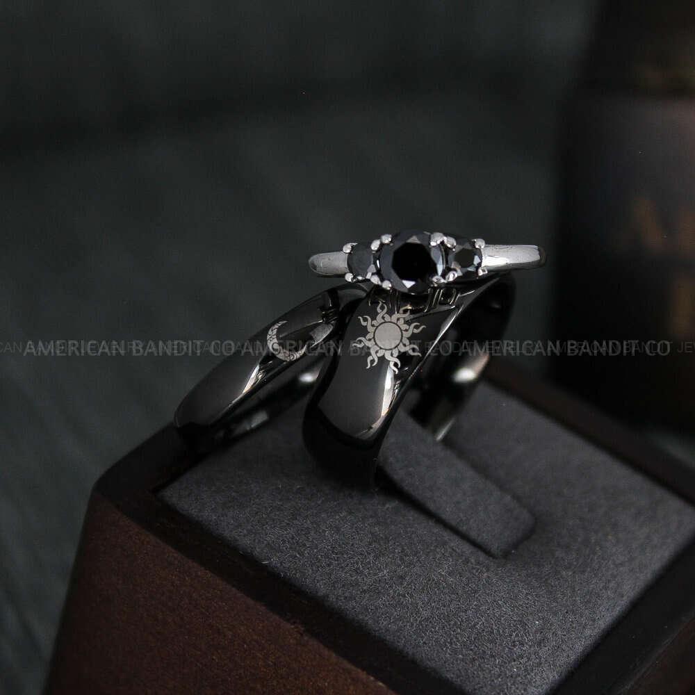 IMG_4534 Sun and Moon Rings, Sun and Moon Wedding Rings, Sun and Moon Wedding Bands, Sun and Moon Jewelry, Couple Rings, Matching Couple Rings - Image 1