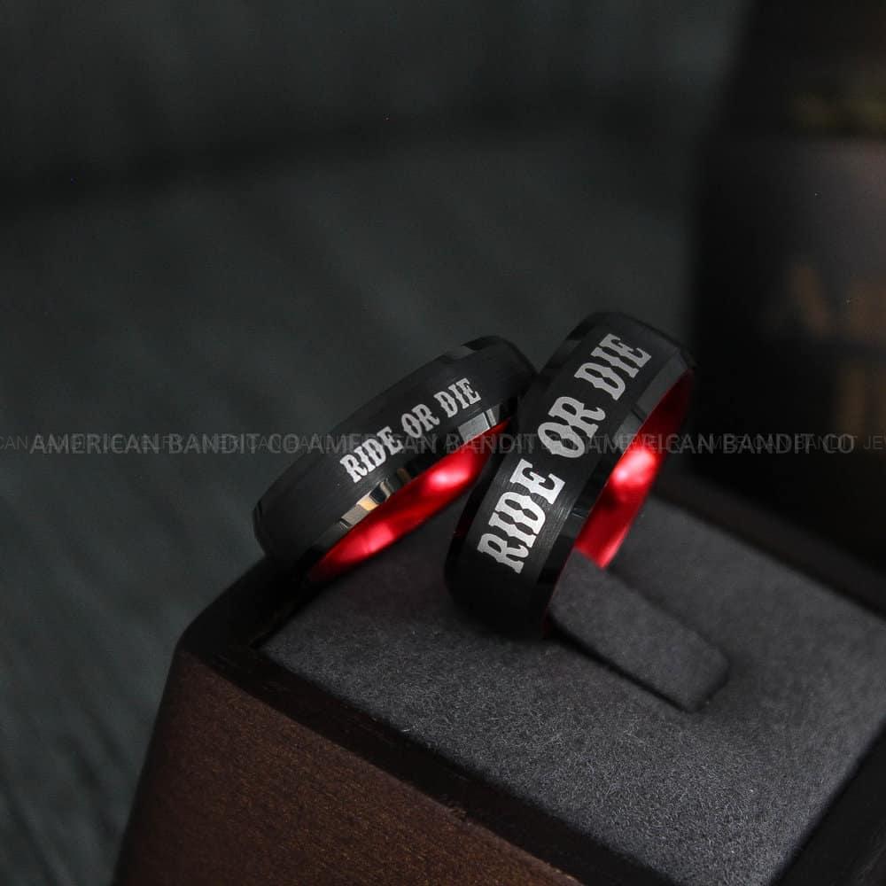 IMG_4539 Ride or Die Rings, Ride or Die, Ride or Die Wedding Rings, Ride or Die Wedding Bands, Black Wedding Rings, Black Wedding Bands, Biker Rings - Image 1
