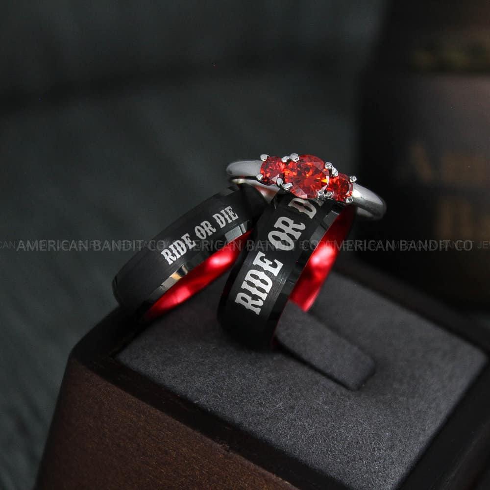 IMG_4540 Ride or Die Rings, Ride or Die, Ride or Die Wedding Rings, Ride or Die Wedding Bands, Black Wedding Rings, Black Wedding Bands, Biker Rings - Image 1