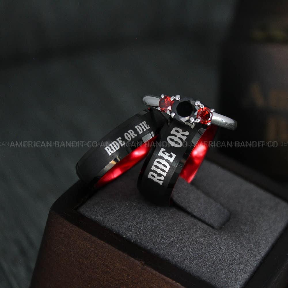 IMG_4541 Ride or Die Rings, Ride or Die, Ride or Die Wedding Rings, Ride or Die Wedding Bands, Black Wedding Rings, Black Wedding Bands, Biker Rings - Image 1