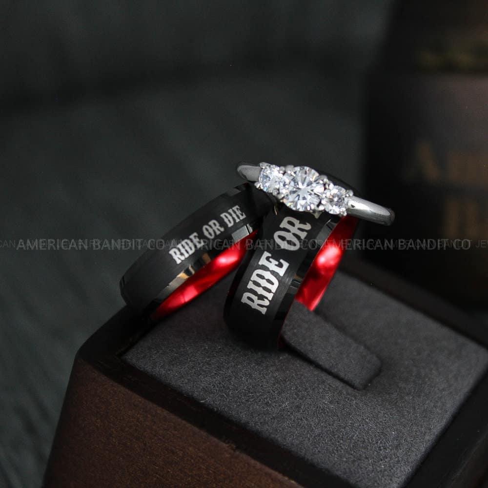 IMG_4542 Ride or Die Rings, Ride or Die, Ride or Die Wedding Rings, Ride or Die Wedding Bands, Black Wedding Rings, Black Wedding Bands, Biker Rings - Image 1