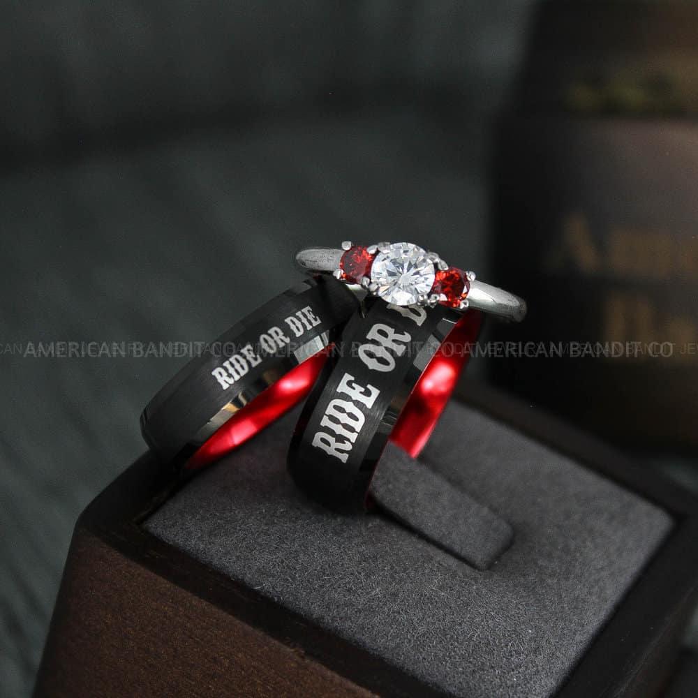 IMG_4544 Ride or Die Rings, Ride or Die, Ride or Die Wedding Rings, Ride or Die Wedding Bands, Black Wedding Rings, Black Wedding Bands, Biker Rings - Image 1