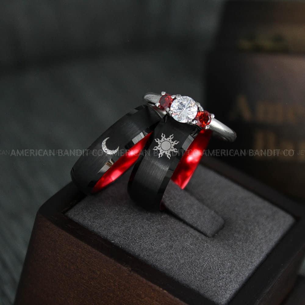 IMG_4547 Sun and Moon Rings, Sun and Moon Wedding Rings, Sun and Moon Wedding Bands, Sun and Moon Jewelry, Couple Rings, Matching Couple Rings - Image 1