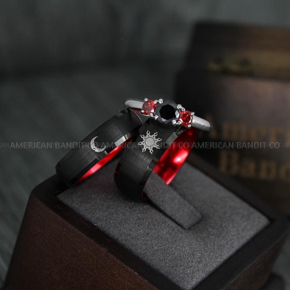 IMG_4548 Sun and Moon Rings, Sun and Moon Wedding Rings, Sun and Moon Wedding Bands, Sun and Moon Jewelry, Couple Rings, Matching Couple Rings - Image 1