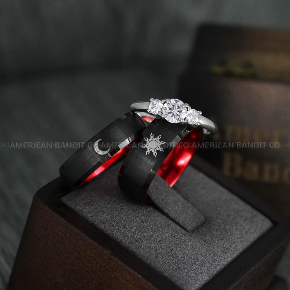 IMG_4549 Sun and Moon Rings, Sun and Moon Wedding Rings, Sun and Moon Wedding Bands, Sun and Moon Jewelry, Couple Rings, Matching Couple Rings - Image 1