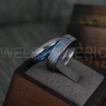 Damascus Steel Rings, Damascus Steel Wedding Rings, Damascus Steel Wedding Bands, Blue Wedding Ring, Blue Damascus Steel Wedding Ring