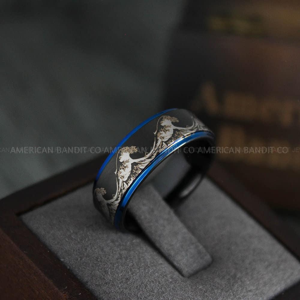 IMG_4608 Ocean Wave Ring, Wave Ring, Beach Jewelry, Beach Wedding Ring, Black Wedding Ring - Image 1