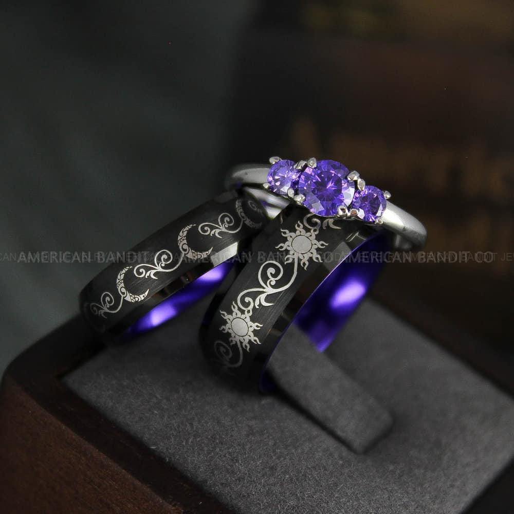 IMG_4611 Sun and Moon Rings, Sun and Moon Wedding Rings, Sun and Moon Wedding Bands, Sun and Moon Jewelry, Couple Rings, Matching Couple Rings - Image 1