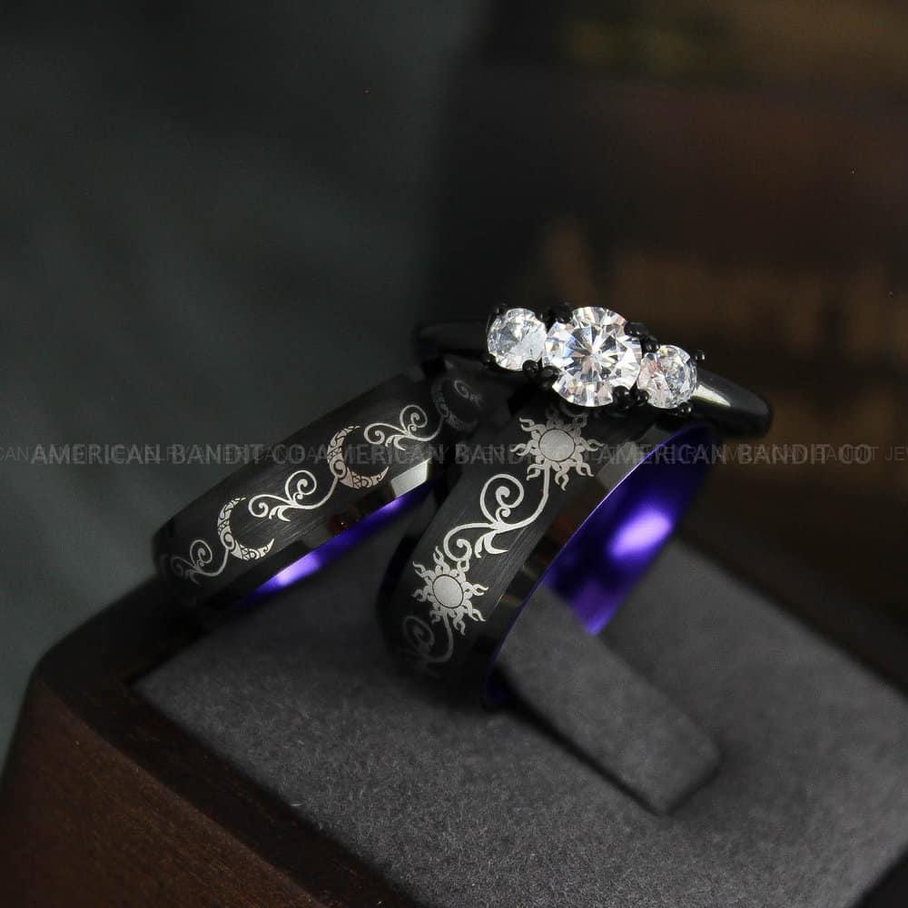 IMG_4612 Sun and Moon Rings, Sun and Moon Wedding Rings, Sun and Moon Wedding Bands, Sun and Moon Jewelry, Couple Rings, Matching Couple Rings - Image 1
