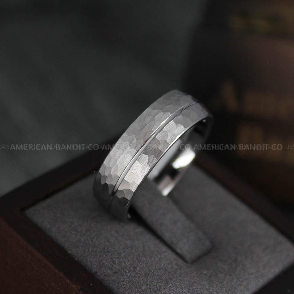 IMG_4614 Hammered Ring, Groom Wedding Band, His Wedding Band, Mens Silver Wedding Band, His Wedding Ring - Image 1