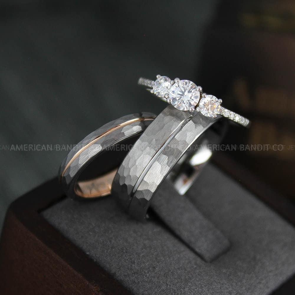 IMG_4618 Hammered Rings, Couple Wedding Bands, Couple Wedding Rings, Couple Rings, Silver Wedding Bands - Image 1