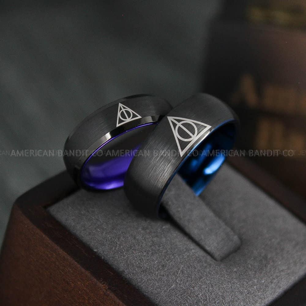 IMG_4630 Deathly Hallows Rings, Deathly Hallows Wedding Rings, Deathly Hallows Wedding Bands, Couple Rings - Image 1